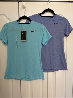 Nike Dri-FIT standard Fit Crew Neck Tee Set of 2 Aqua & Heather Blue NWT S